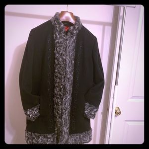 AK ANNE KLEIN Black 💯% Wool Coat Size M